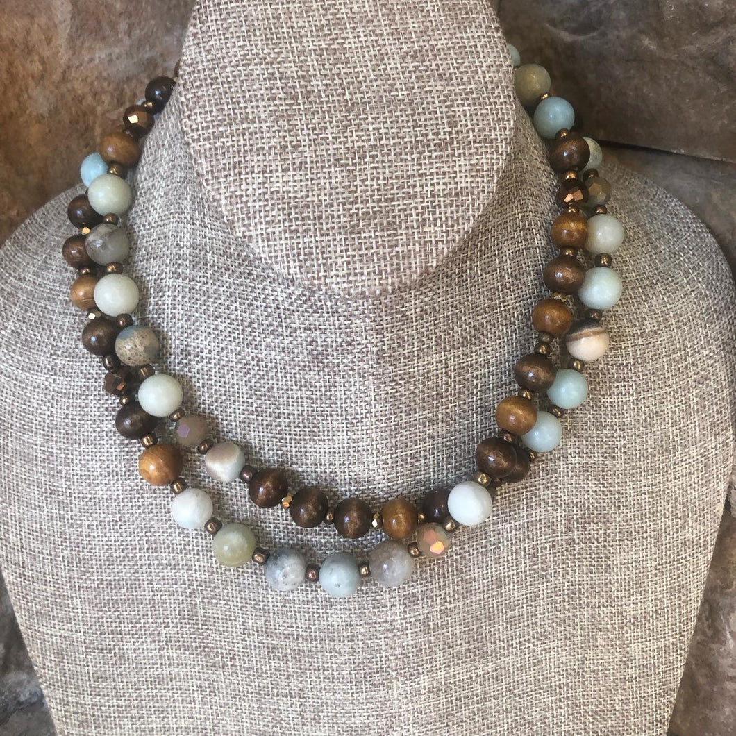 Amazonite gemstone bead necklace