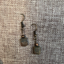 Load image into Gallery viewer, Red Jasper stone earrings with antique brass hardware
