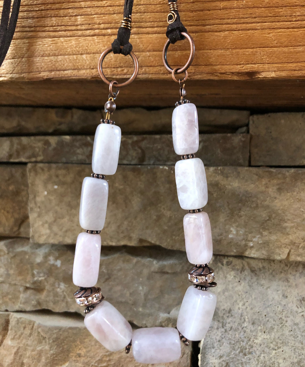 Rose Quartz chunk necklace