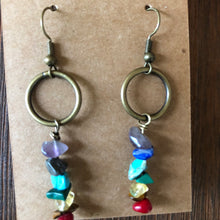 Load image into Gallery viewer, Chakra Stones Antique Brass earrings
