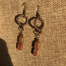 Load image into Gallery viewer, Red Jasper double stone earrings with copper metal
