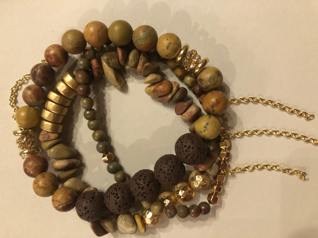 Jasper gemstone stackable bracelet set