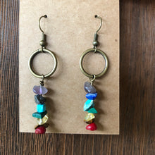 Load image into Gallery viewer, Chakra Stones Antique Brass earrings
