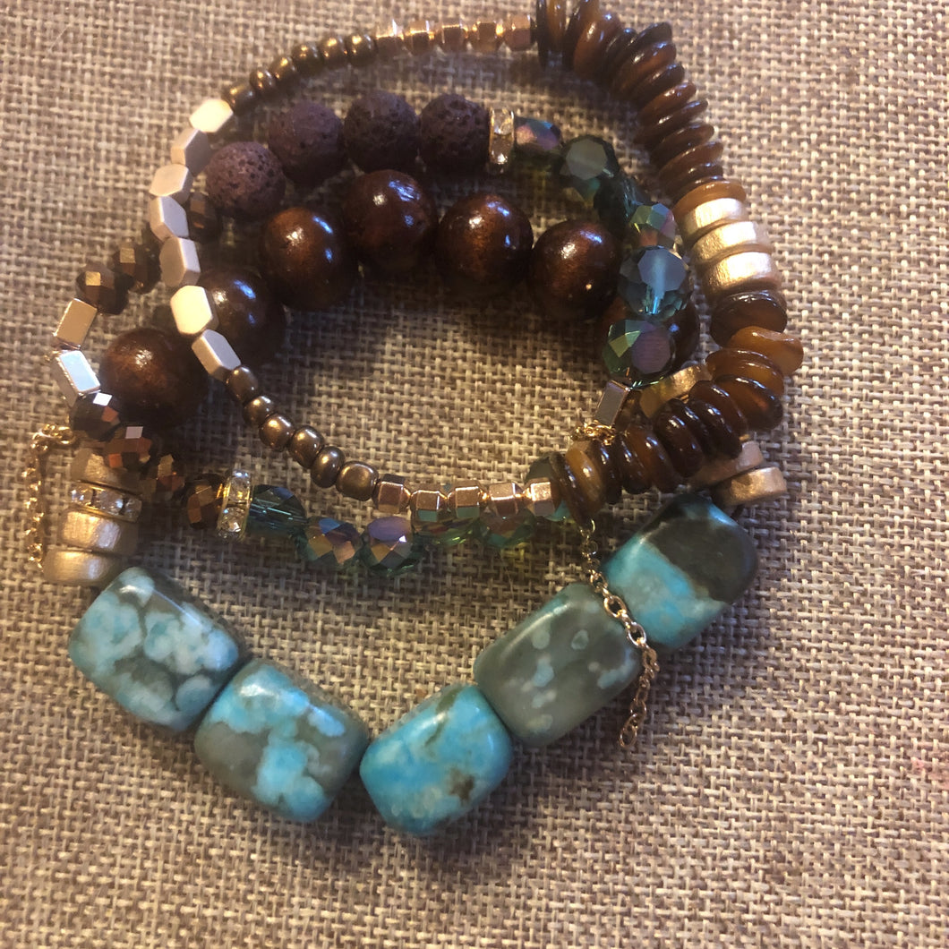 Imperial Jasper stackable bracelets with earrings