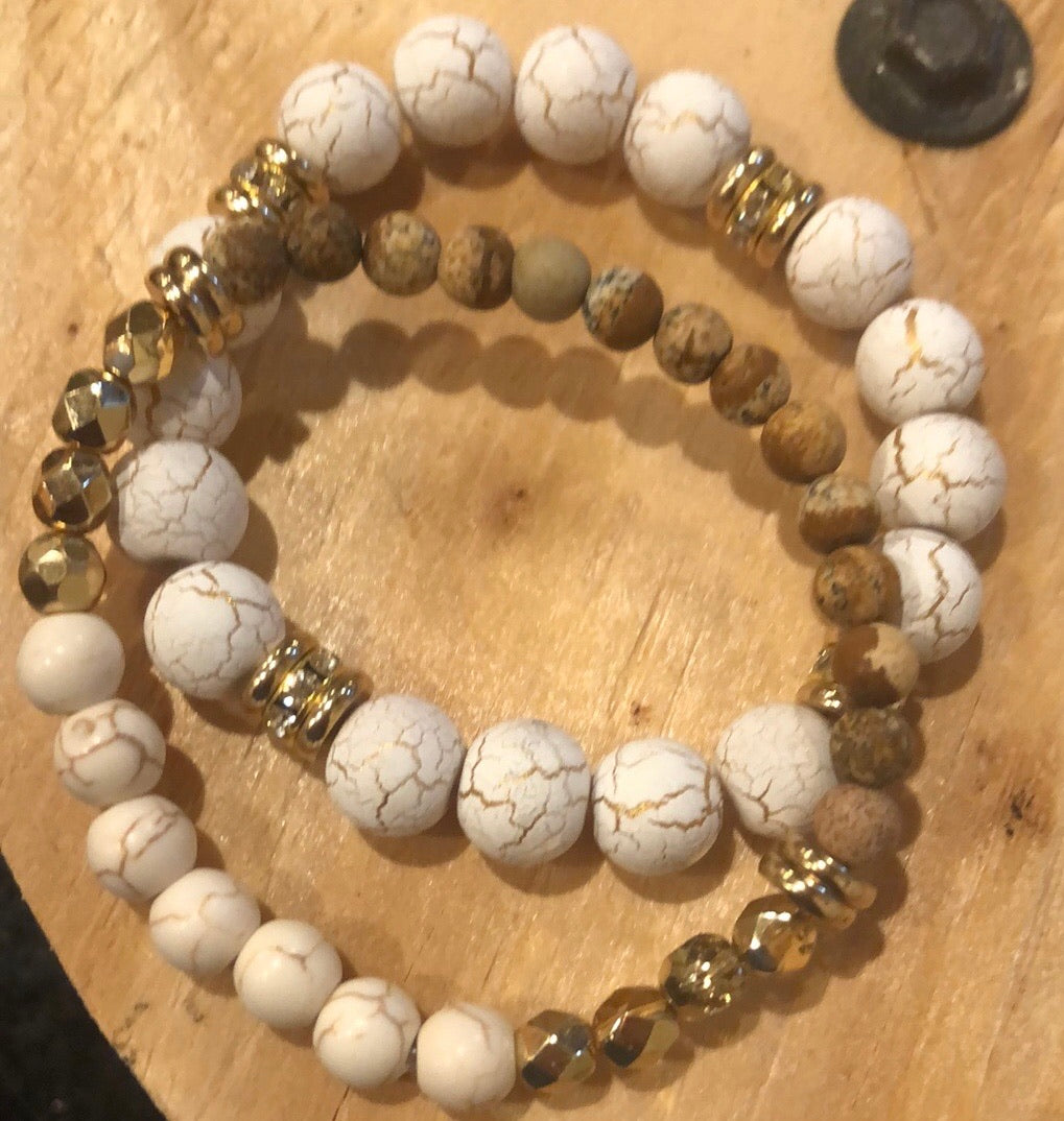 Earth tones and ivory bracelet set