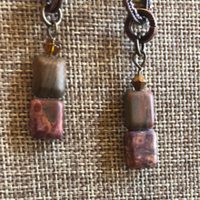 Load image into Gallery viewer, Red Jasper double stone earrings with copper metal
